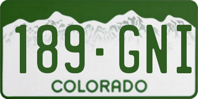 CO license plate 189GNI