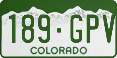 CO license plate 189GPV
