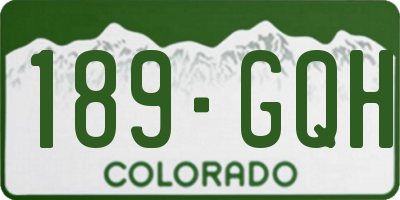 CO license plate 189GQH