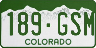 CO license plate 189GSM