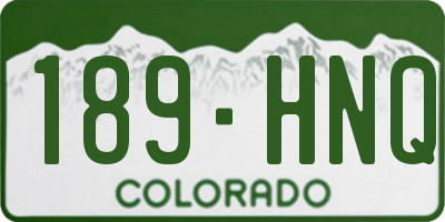 CO license plate 189HNQ