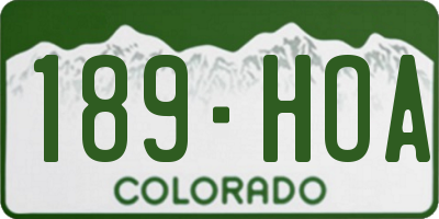 CO license plate 189HOA