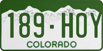 CO license plate 189HOY
