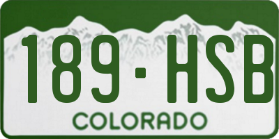CO license plate 189HSB