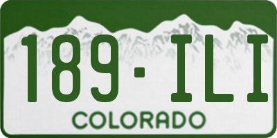 CO license plate 189ILI