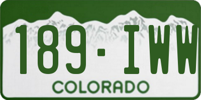 CO license plate 189IWW