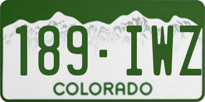 CO license plate 189IWZ