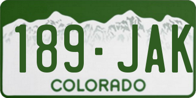 CO license plate 189JAK
