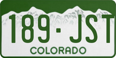 CO license plate 189JST