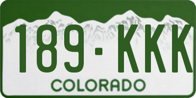 CO license plate 189KKK