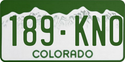 CO license plate 189KNO