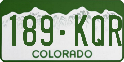 CO license plate 189KQR