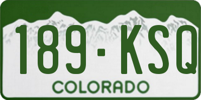 CO license plate 189KSQ
