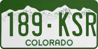 CO license plate 189KSR