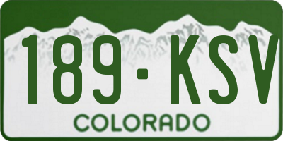 CO license plate 189KSV