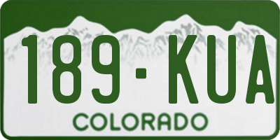 CO license plate 189KUA