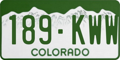 CO license plate 189KWW