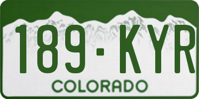 CO license plate 189KYR