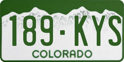 CO license plate 189KYS