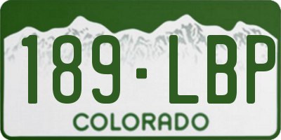 CO license plate 189LBP