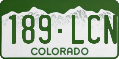 CO license plate 189LCN