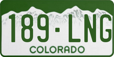 CO license plate 189LNG