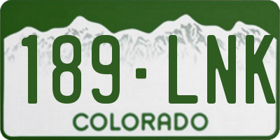CO license plate 189LNK