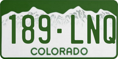 CO license plate 189LNQ
