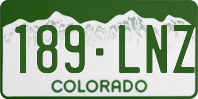 CO license plate 189LNZ