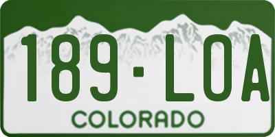 CO license plate 189LOA