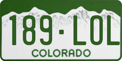 CO license plate 189LOL