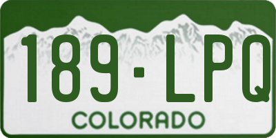 CO license plate 189LPQ