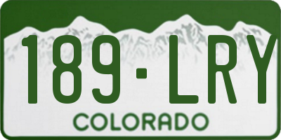 CO license plate 189LRY