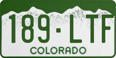 CO license plate 189LTF