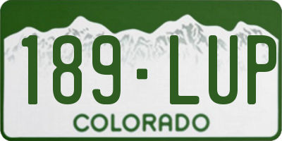 CO license plate 189LUP