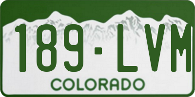 CO license plate 189LVM