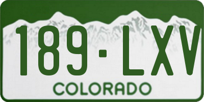 CO license plate 189LXV