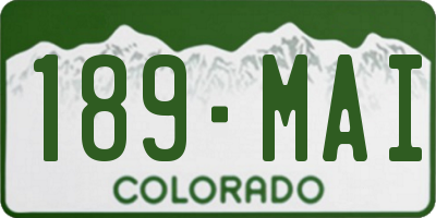 CO license plate 189MAI