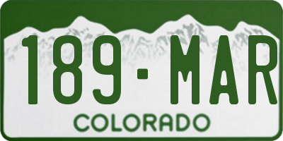 CO license plate 189MAR