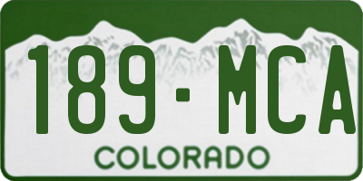 CO license plate 189MCA