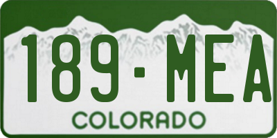 CO license plate 189MEA