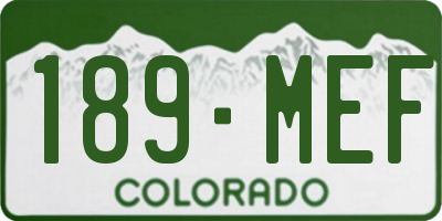 CO license plate 189MEF