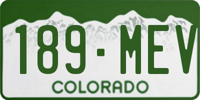 CO license plate 189MEV