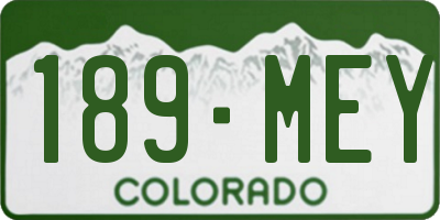 CO license plate 189MEY