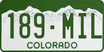 CO license plate 189MIL