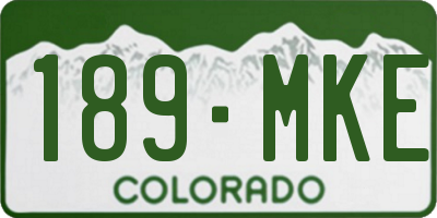 CO license plate 189MKE