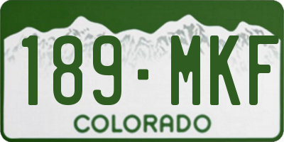 CO license plate 189MKF
