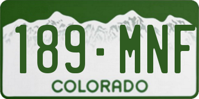 CO license plate 189MNF