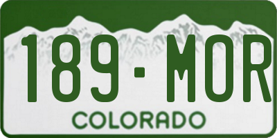 CO license plate 189MOR