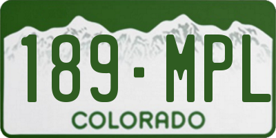 CO license plate 189MPL